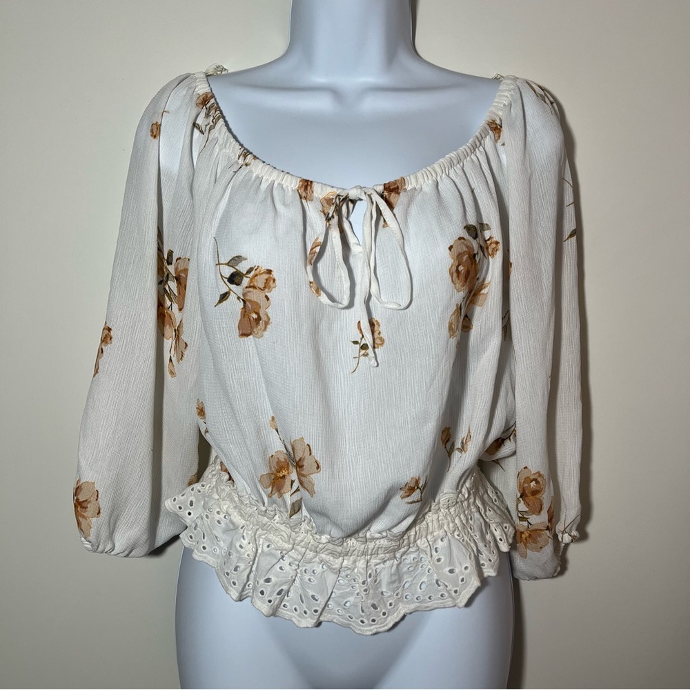 White Floral Blouse